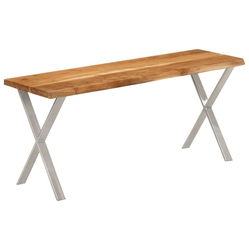 vidaXL Banco con borde natural madera de acacia maciza 105 cm vidaXL Banco con borde natural madera de acacia maciza 105 cm