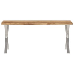 vidaXL Banco con borde natural madera de acacia maciza 105 cm