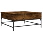 vidaXL Mesa de centro madera ingeniería y metal roble humo 95x95x45 cm vidaXL Mesa de centro madera ingeniería y metal roble humo 95x95x45 cm