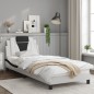 vidaXL Estructura cama con LED cuero sintético blanco y negro 90x190cm vidaXL Estructura cama con LED cuero sintético blanco y negro 90x190cm