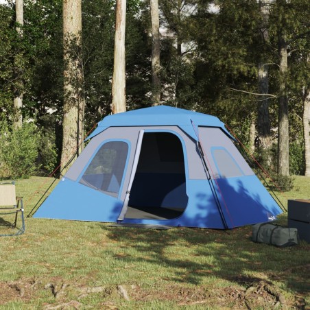 vidaXL Tienda de campaña 6 personas tela opaca impermeable azul