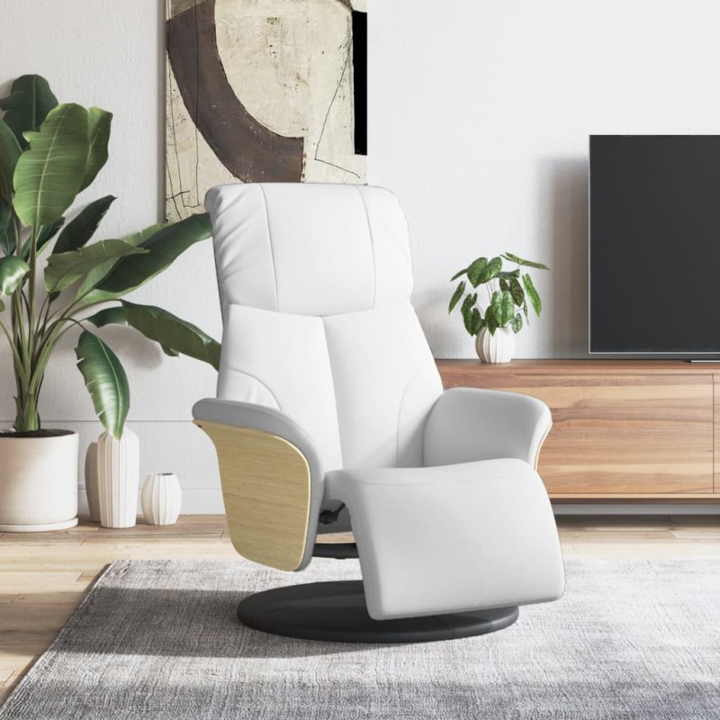 vidaXL Sillón reclinable con reposapiés cuero sintético blanco vidaXL Sillón reclinable con reposapiés cuero sintético blanco