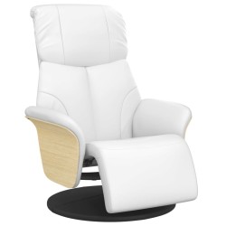 vidaXL Sillón reclinable con reposapiés cuero sintético blanco
