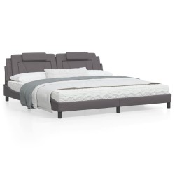 vidaXL Estructura cama con luces LED cuero sintético gris 200x200 cm