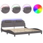 vidaXL Estructura cama con luces LED cuero sintético gris 200x200 cm vidaXL Estructura cama con luces LED cuero sintético gris 200x200 cm