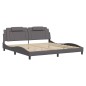 vidaXL Estructura cama con luces LED cuero sintético gris 200x200 cm vidaXL Estructura cama con luces LED cuero sintético gris 200x200 cm