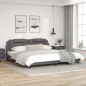 vidaXL Estructura cama con luces LED cuero sintético gris 200x200 cm vidaXL Estructura cama con luces LED cuero sintético gris 200x200 cm
