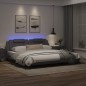 vidaXL Estructura cama con luces LED cuero sintético gris 200x200 cm vidaXL Estructura cama con luces LED cuero sintético gris 200x200 cm