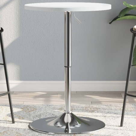 vidaXL Mesa alta de bar madera ingeniería y acero blanca 50x50x90 cm