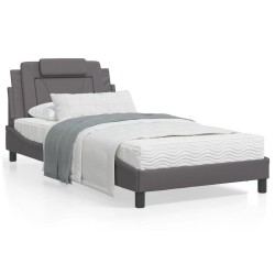 vidaXL Estructura de cama con cabecero cuero sintético gris 100x200 cm