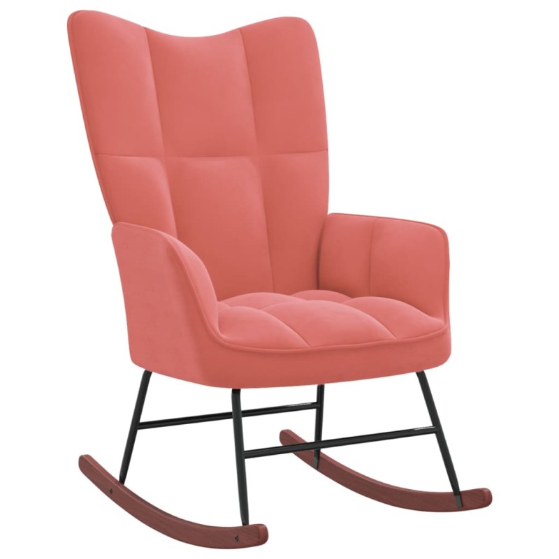 vidaXL Silla mecedora de terciopelo rosa vidaXL Silla mecedora de terciopelo rosa