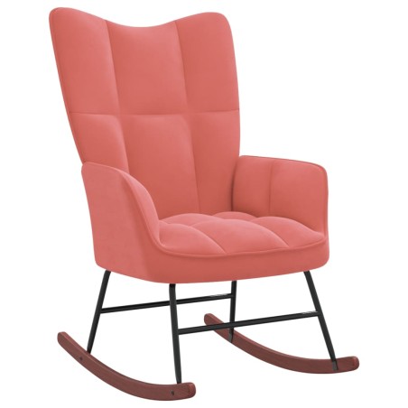 vidaXL Silla mecedora de terciopelo rosa