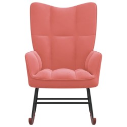 vidaXL Silla mecedora de terciopelo rosa