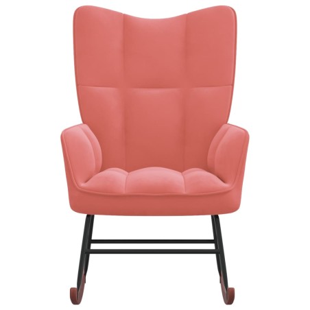 vidaXL Silla mecedora de terciopelo rosa