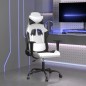 vidaXL Silla gaming cuero sintético blanco y negro vidaXL Silla gaming cuero sintético blanco y negro