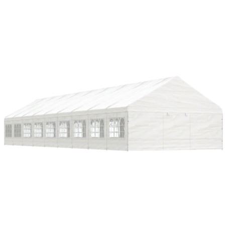 vidaXL Cenador con techo polietileno blanco 20,07x5,88x3,75 m