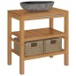 vidaXL Mueble tocador madera teca maciza con lavabo de piedra de río vidaXL Mueble tocador madera teca maciza con lavabo de piedra de río