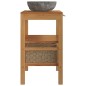 vidaXL Mueble tocador madera teca maciza con lavabo de piedra de río vidaXL Mueble tocador madera teca maciza con lavabo de piedra de río