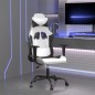 vidaXL Silla gaming de masaje cuero sintético blanco y negro vidaXL Silla gaming de masaje cuero sintético blanco y negro