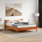 vidaXL Estructura cama con cabecero madera pino marrón cera 150x200 cm vidaXL Estructura cama con cabecero madera pino marrón cera 150x200 cm