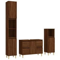 vidaXL Set de muebles baño 3 pzas madera contrachapada roble marrón