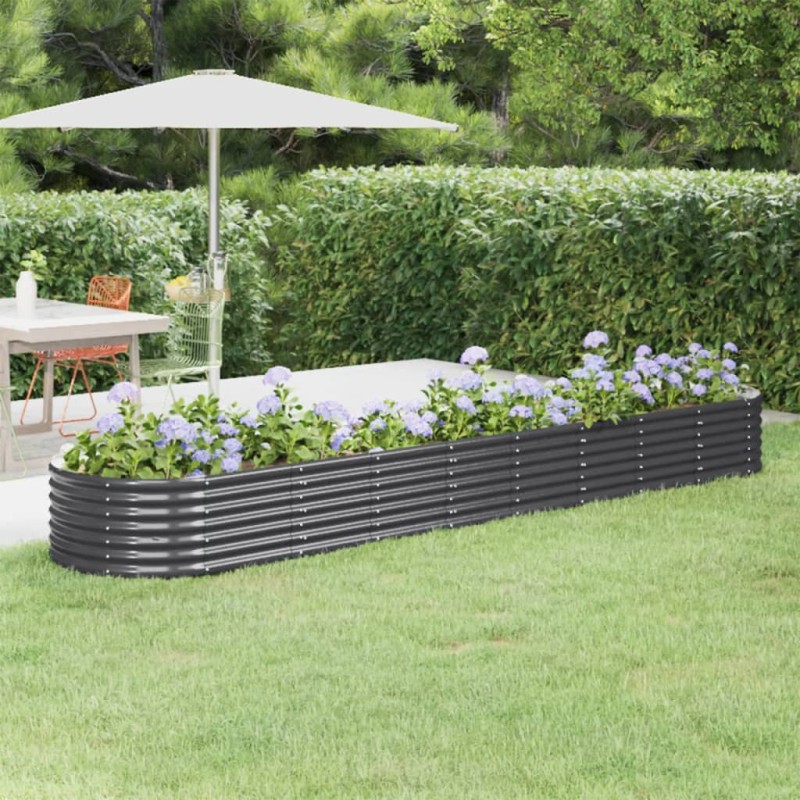 vidaXL Jardinera arriate acero recubierto polvo antracita 368x80x36 cm vidaXL Jardinera arriate acero recubierto polvo antracita 368x80x36 cm