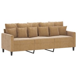 vidaXL Sofá de 3 plazas terciopelo marrón 180 cm