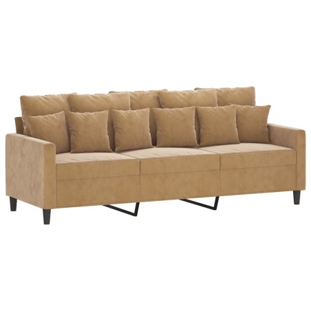 vidaXL Sofá de 3 plazas terciopelo marrón 180 cm