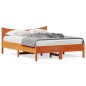 vidaXL Estructura de cama madera maciza pino marrón cera 140x200 cm
