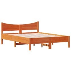 vidaXL Estructura de cama madera maciza pino marrón cera 140x200 cm