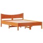 vidaXL Estructura de cama madera maciza pino marrón cera 140x200 cm