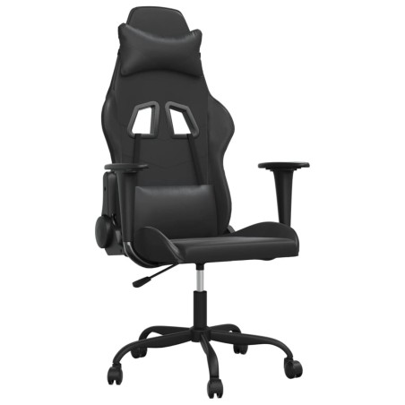 vidaXL Silla gaming con masaje cuero sintético negro