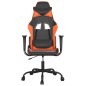 vidaXL Silla gaming de masaje cuero sintético negro y naranja