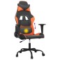 vidaXL Silla gaming de masaje cuero sintético negro y naranja
