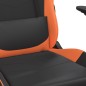 vidaXL Silla gaming de masaje cuero sintético negro y naranja