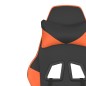 vidaXL Silla gaming de masaje cuero sintético negro y naranja