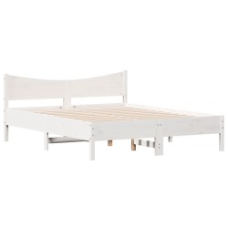 vidaXL Estructura de cama con cabecero madera pino blanco 160x200 cm