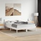 vidaXL Estructura de cama con cabecero madera pino blanco 160x200 cm vidaXL Estructura de cama con cabecero madera pino blanco 160x200 cm