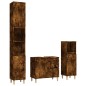 vidaXL Set de muebles baño 3 pzas madera contrachapada roble ahumado vidaXL Set de muebles baño 3 pzas madera contrachapada roble ahumado