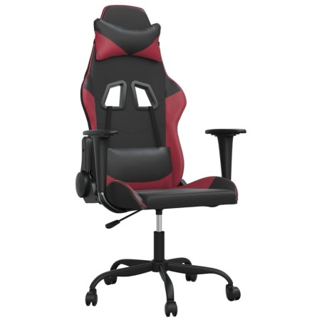 vidaXL Silla gaming cuero sintético negro y rojo vino tinto