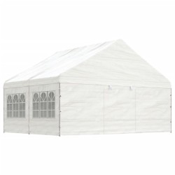 vidaXL Cenador con techo polietileno blanco 4,46x5,88x3,75 m