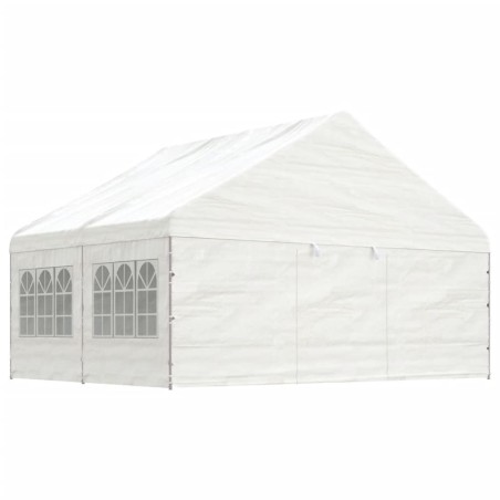 vidaXL Cenador con techo polietileno blanco 4,46x5,88x3,75 m