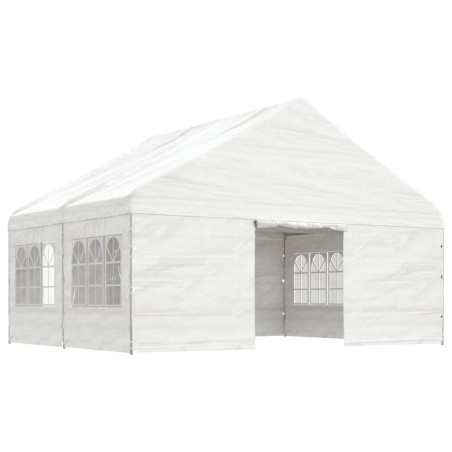 vidaXL Cenador con techo polietileno blanco 4,46x5,88x3,75 m
