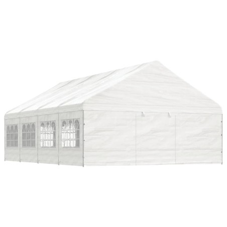 vidaXL Cenador con techo polietileno blanco 8,92x5,88x3,75 m