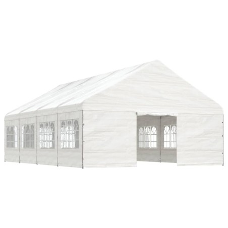 vidaXL Cenador con techo polietileno blanco 8,92x5,88x3,75 m
