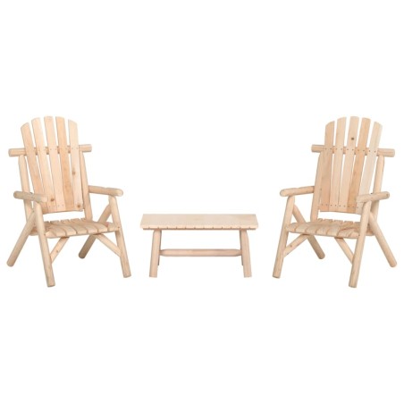 vidaXL Juego de muebles de jardín 3 piezas madera maciza de abeto