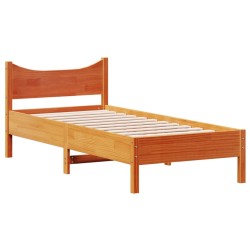 vidaXL Estructura de cama madera maciza de pino marrón cera 75x190 cm