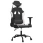 vidaXL Silla gaming de masaje cuero sintético negro y blanco vidaXL Silla gaming de masaje cuero sintético negro y blanco
