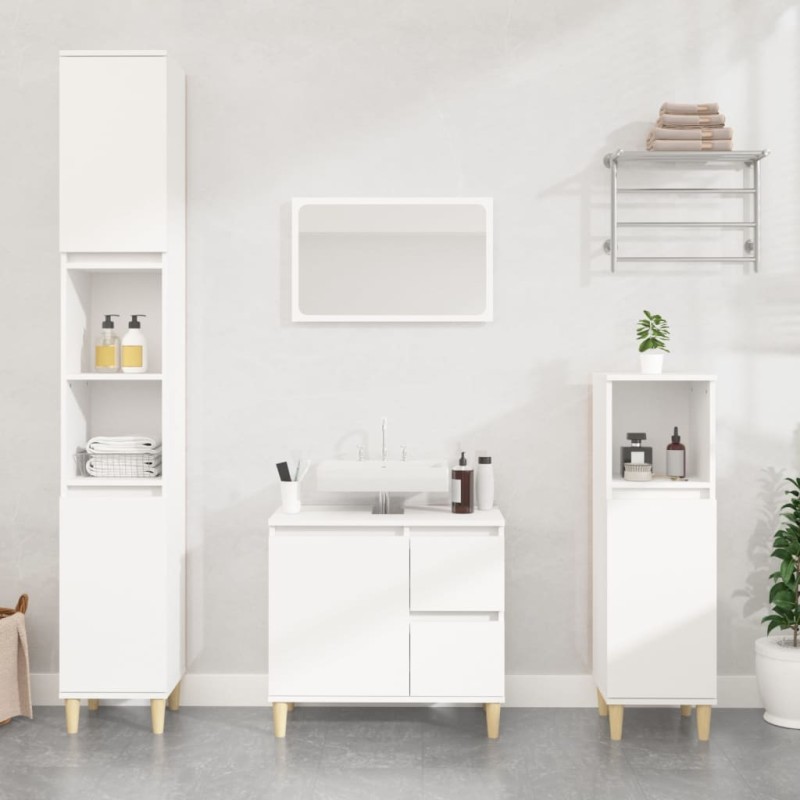 vidaXL Set de muebles de baño 3 piezas madera contrachapada blanco vidaXL Set de muebles de baño 3 piezas madera contrachapada blanco