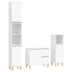 vidaXL Set de muebles de baño 3 piezas madera contrachapada blanco